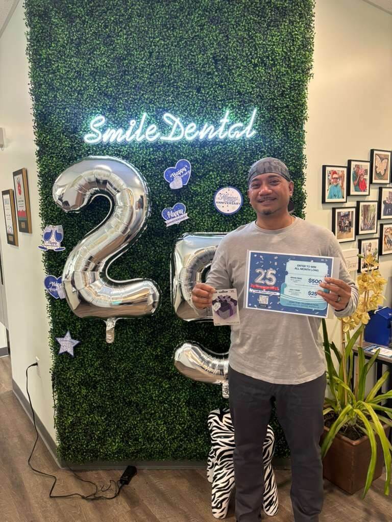 Patient at Smile Dental Center's anniversary giveaway
