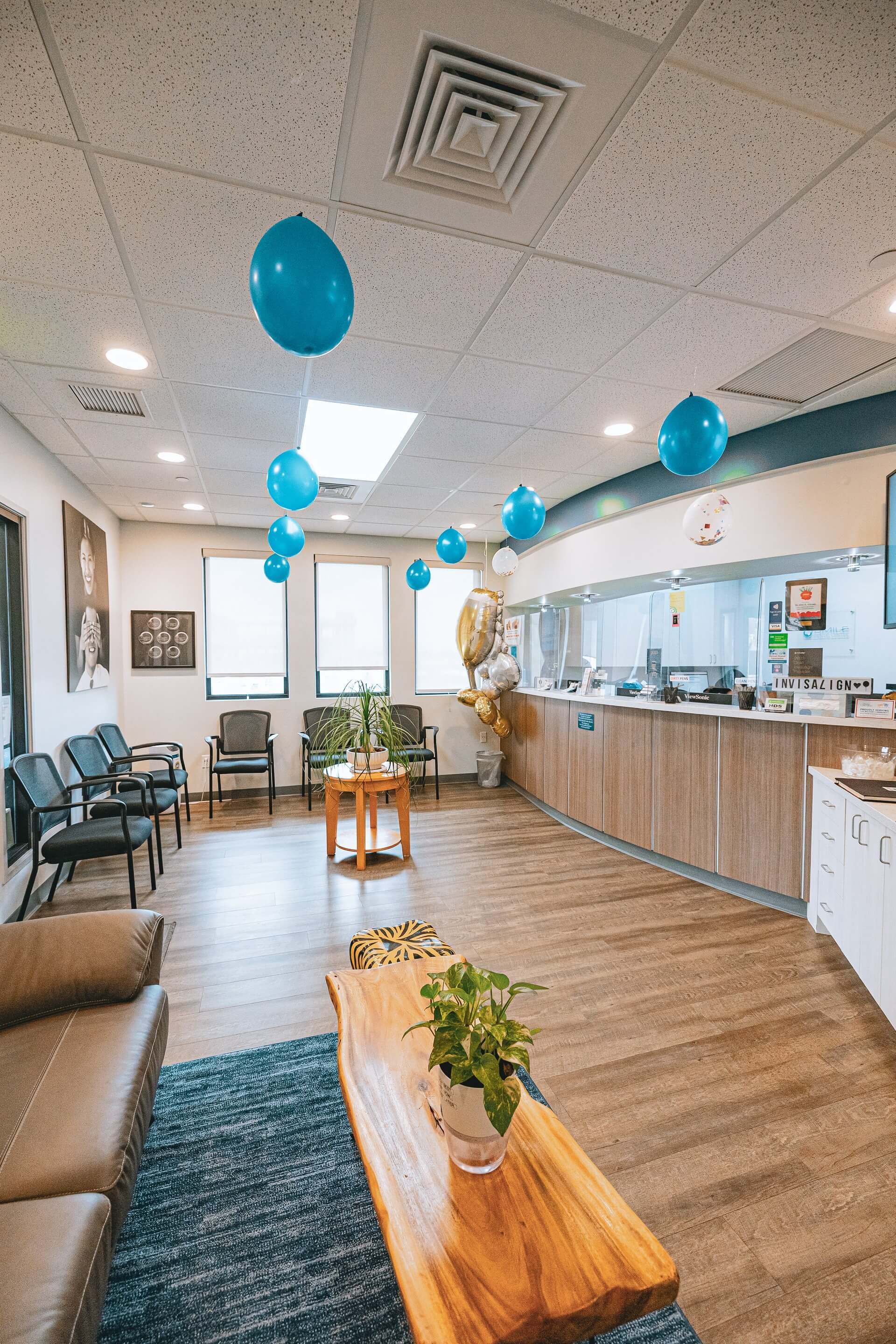 Waiting room seating at Smile Dental Center