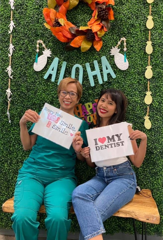 Our team in aloha-print scrubs